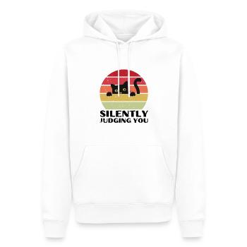Silently Judging You - Funny Cat Vintage Sun - Men’s Premium Organic Hoodie - white - Front - Nico (187cm)