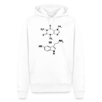 Koffein entspricht dem Serotonin-Molekül Dopamin - Männer Premium Bio Hoodie - Weiß - Vorne - Nico (187cm)