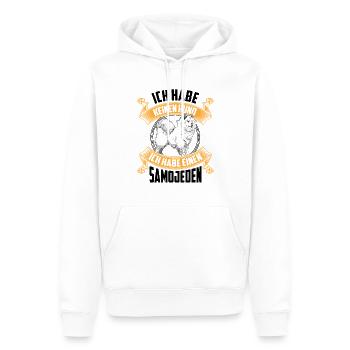 Ich habe einen Samojede Samojedenspitz - Männer Premium Bio Hoodie - Weiß - Vorne - Nico (187cm)