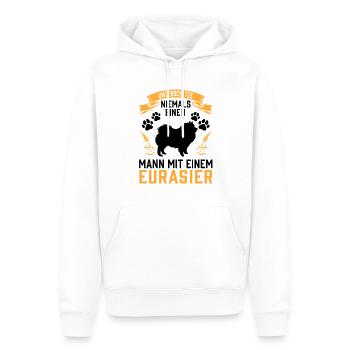Mann mit Eurasier unterschätzen Eurasian Dog - Männer Premium Bio Hoodie - Weiß - Vorne - Nico (187cm)