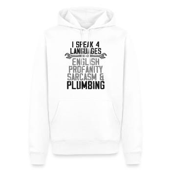 Plomberie Plombier Vintage Je parle 4 - Sweat à capuche Premium bio Homme - blanc - Devant - Nico (187cm)