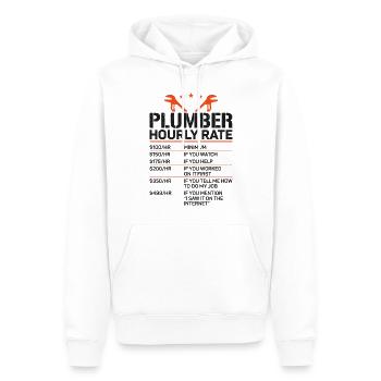 Plombier Plombier Plombier Vintage Plombier - Sweat à capuche Premium bio Homme - blanc - Devant - Nico (187cm)