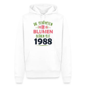 Jahrgang 1988 Blumen Spruch Geburtstag Geschenk - Männer Premium Bio Hoodie - Weiß - Vorne - Nico (187cm)