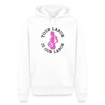 Notre sage-femme obstétrique - Sweat à capuche Premium bio Homme - blanc - Devant - Nico (187cm)