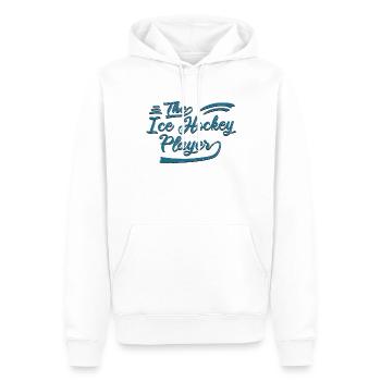 Le joueur de hockey sur glace - Sweat à capuche Premium bio Homme - blanc - Devant - Nico (187cm)