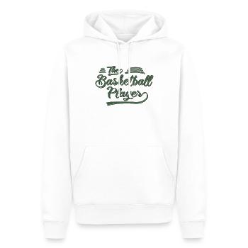 der Basketball Spieler - Männer Premium Bio Hoodie - Weiß - Vorne - Nico (187cm)