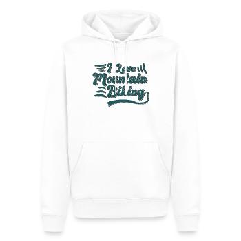 J’adore le VTT - Sweat à capuche Premium bio Homme - blanc - Devant - Nico (187cm)