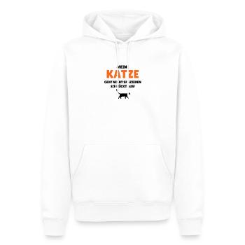 Meine Katze geht nicht spazieren - sie rückt aus - Männer Premium Bio Hoodie - Weiß - Vorne - Nico (187cm)