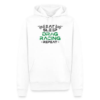 Dragster course voiture manger dormir - Sweat à capuche Premium bio Homme - blanc - Devant - Nico (187cm)