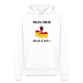 Gouda design pour fromagerie laitière et fromage Gouda - Sweat à capuche Premium bio Homme - blanc - Devant - Nico (187cm)