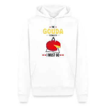 Amateurs de Gouda pour Gouda fumé - Sweat à capuche Premium bio Homme - blanc - Devant - Nico (187cm)