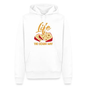Gouda fumé design et Gouda gourmet - Sweat à capuche Premium bio Homme - blanc - Devant - Nico (187cm)