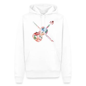 Violon Violoniste Fleur Tropicale - Sweat à capuche Premium bio Homme - blanc - Devant - Nico (187cm)
