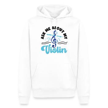 violoniste Demandez-moi à propos de mon - Sweat à capuche Premium bio Homme - blanc - Devant - Nico (187cm)