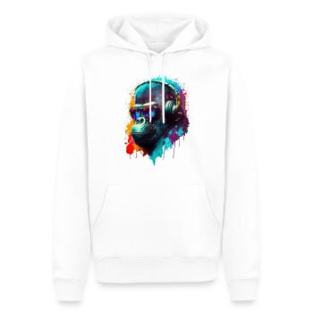 Gorilla Affe DJ Kopfhörer Sonnenbrille Club Musik - Männer Premium Bio Hoodie - Weiß - Vorne - Nico (187cm)