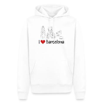 J’adore Barcelone - Sweat à capuche Premium bio Homme - blanc - Devant - Nico (187cm)