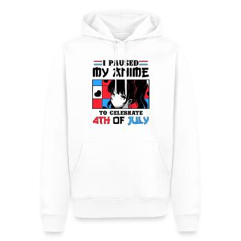 I paused my anime to celebrate 4th of july - Männer Premium Bio Hoodie - Weiß - Vorne - Nico (187cm)