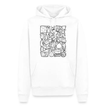 Hausputz Doodles - Putzen, Wischen, Sauber machen - Männer Premium Bio Hoodie - Weiß - Vorne - Nico (187cm)