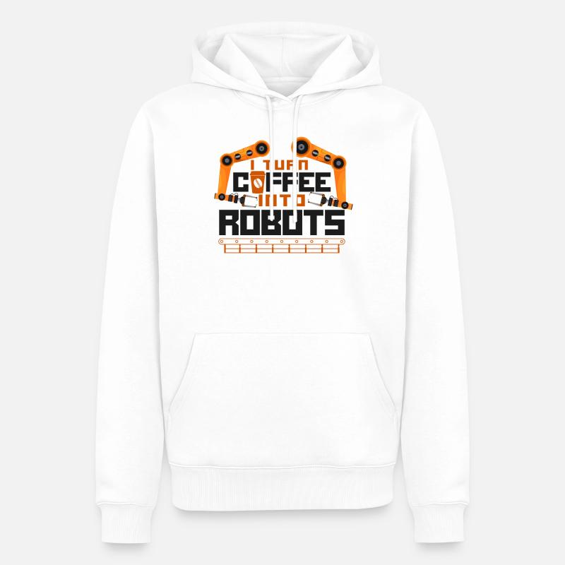Robot Robotics Engineer Café - Sweat à capuche Premium bio Homme - blanc