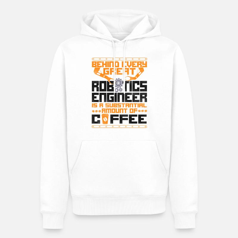 Robot Robotics Engineer Café - Sweat à capuche Premium bio Homme - blanc