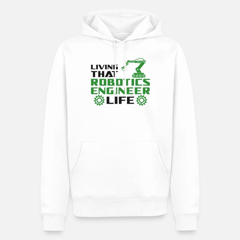 Robot Robotics Engineer Living - Männer Premium Bio Hoodie - Weiß