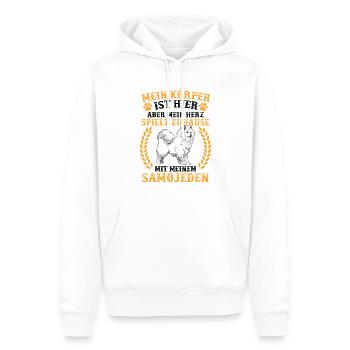 Samojede spielt zuhause Samojedenspitz - Männer Premium Bio Hoodie - Weiß - Vorne - Nico (187cm)