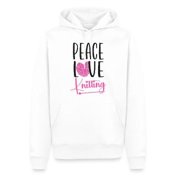 Knitting Knitter Peace Love - Männer Premium Bio Hoodie - Weiß - Vorne - Nico (187cm)
