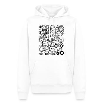 Construction Site Excavator Construction Worker Crane Helmet Tool - Men’s Premium Organic Hoodie - white - Front - Nico (187cm)