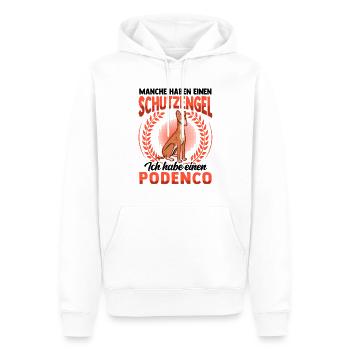 Podenco mein Schutzengel spanischer Podenco - Männer Premium Bio Hoodie - Weiß - Vorne - Nico (187cm)
