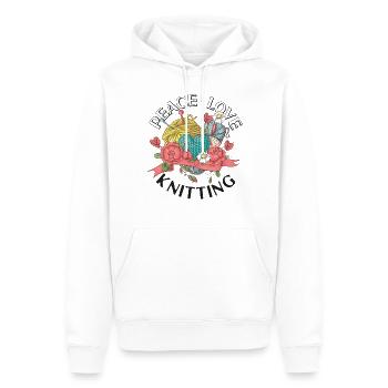 Knitting Knitter Peace Love - Männer Premium Bio Hoodie - Weiß - Vorne - Nico (187cm)