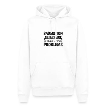 Badminton La réponse à tous les problèmes de la vie - Sweat à capuche Premium bio Homme - blanc - Devant - Nico (187cm)