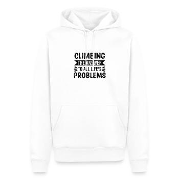 Escalader la réponse à tous les problèmes de la vie - Sweat à capuche Premium bio Homme - blanc - Devant - Nico (187cm)