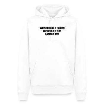 Wissenschaft - Wissenschaft ist das Fundament des - Männer Premium Bio Hoodie - Weiß - Vorne - Nico (187cm)