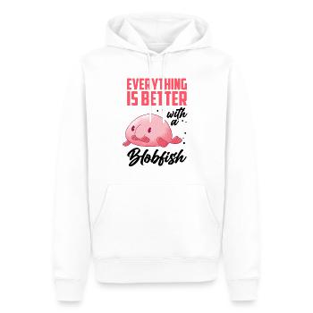 Blobfish tout est mieux drôle poisson blob - Sweat à capuche Premium bio Homme - blanc - Devant - Nico (187cm)