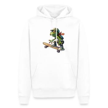 Frosch fährt Skateboard Frösche Kröte Amphibie - Männer Premium Bio Hoodie - Weiß - Vorne - Nico (187cm)