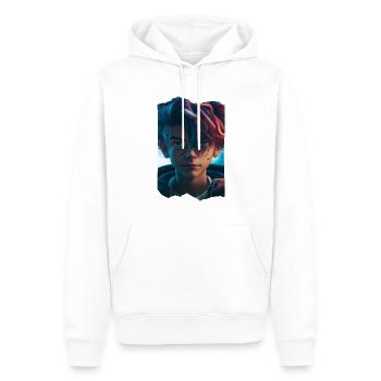 Anime Sci-Fi Junge mit krassen blauen Augen - Männer Premium Bio Hoodie - Weiß - Vorne - Nico (187cm)
