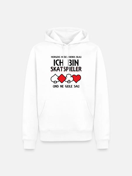 Morgens Müde Abends Blau Skatspieler - Männer Premium Bio Hoodie - Weiß