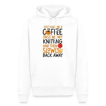 Tricoter du café tricoté juste faire - Sweat à capuche Premium bio Homme - blanc - Devant - Nico (187cm)