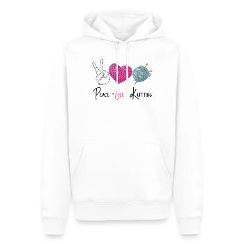 Knitting Knitter Peace Love - Männer Premium Bio Hoodie - Weiß - Vorne - Nico (187cm)