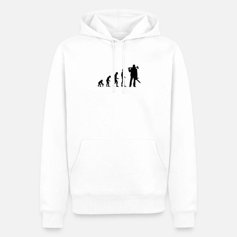 Évolution des bûcherons - Sweat à capuche Premium bio Homme - blanc