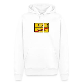 Schule Arbeit Ortsschild - Männer Premium Bio Hoodie - Weiß - Vorne - Nico (187cm)