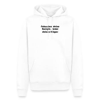 Pilates - Fokussiere deine Energie, forme deinen - Männer Premium Bio Hoodie - Weiß - Vorne - Nico (187cm)