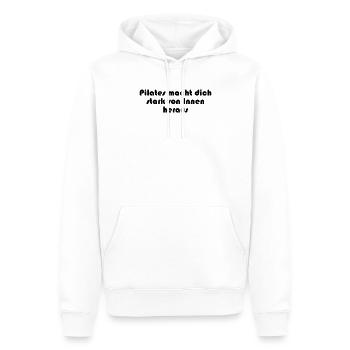 Pilates - Pilates macht dich stark von Innen - Männer Premium Bio Hoodie - Weiß - Vorne - Nico (187cm)