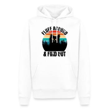 Fluff Around et découvrez Cat Retro Gift - Sweat à capuche Premium bio Homme - blanc - Devant - Nico (187cm)