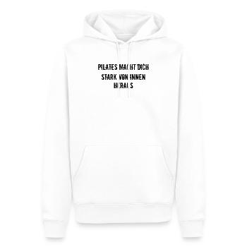 Pilates - Pilates macht dich stark von Innen - Männer Premium Bio Hoodie - Weiß - Vorne - Nico (187cm)