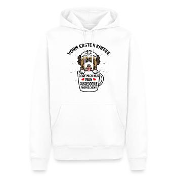 Café et chien Aussiedoodle - Sweat à capuche Premium bio Homme - blanc - Devant - Nico (187cm)