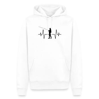 Angeln Herzschlag - Männer Premium Bio Hoodie - Weiß - Vorne - Nico (187cm)