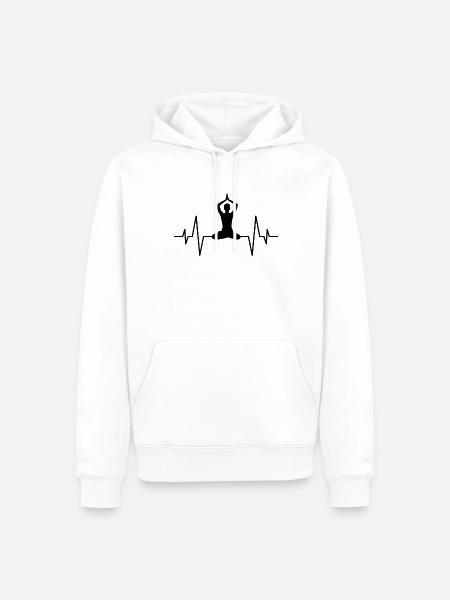 Yoga Meditation Heartbeat - Men’s Premium Organic Hoodie - white