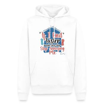 Tricoter si je tricote plus vite - Sweat à capuche Premium bio Homme - blanc - Devant - Nico (187cm)