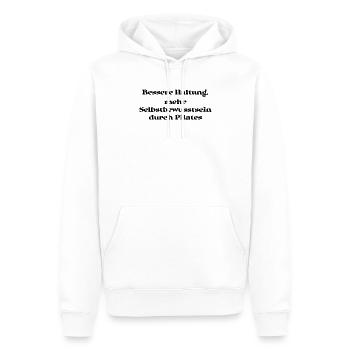 Pilates - Bessere Haltung, mehr Selbstbewusstsein - Männer Premium Bio Hoodie - Weiß - Vorne - Nico (187cm)
